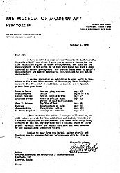 Carta de Edward Steichen,  1958